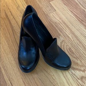 Black loafer style heels